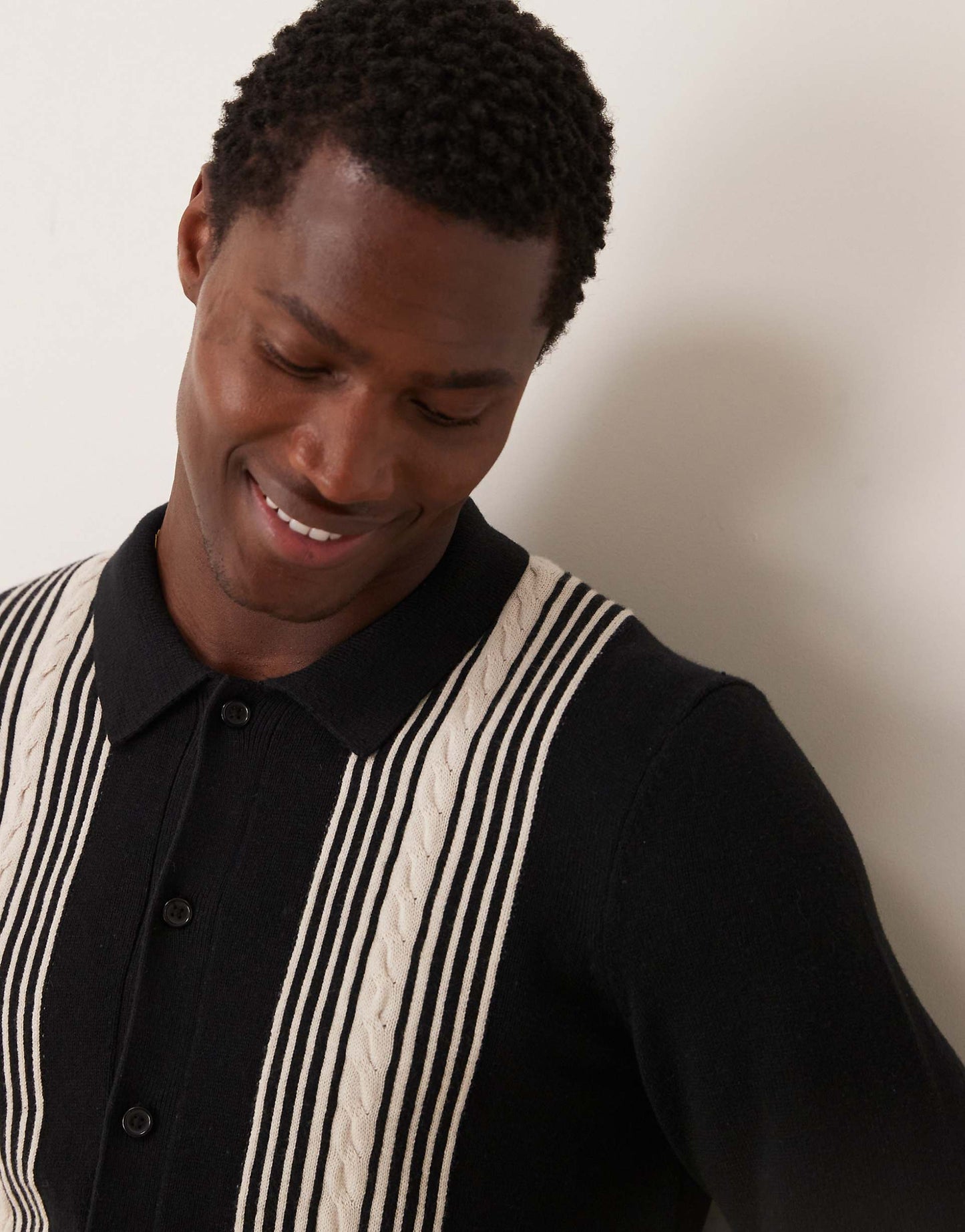 Striped Button Through Knit Cardigan