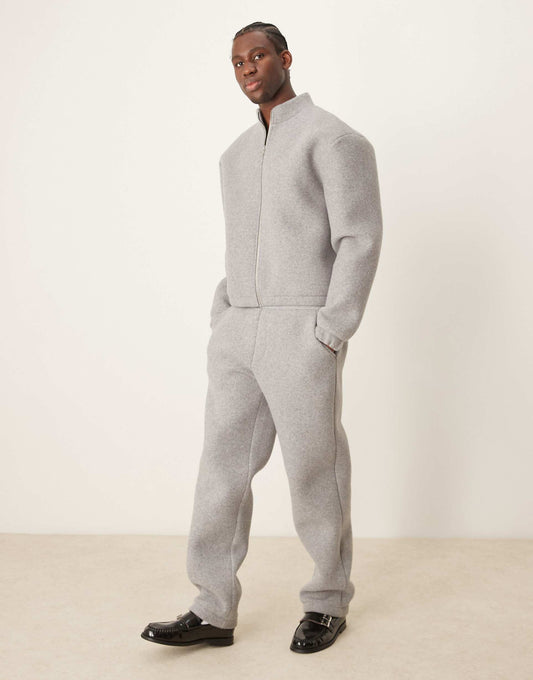 Premium Boxy Oversized Scuba Felt Zip Through Track Jacket