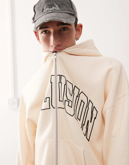 Unisex Varsity Embroidered Zip Through Hoodie