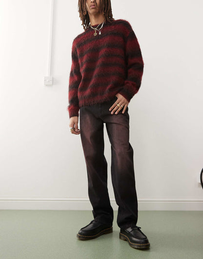 Red Colour Spray Denim Jeans