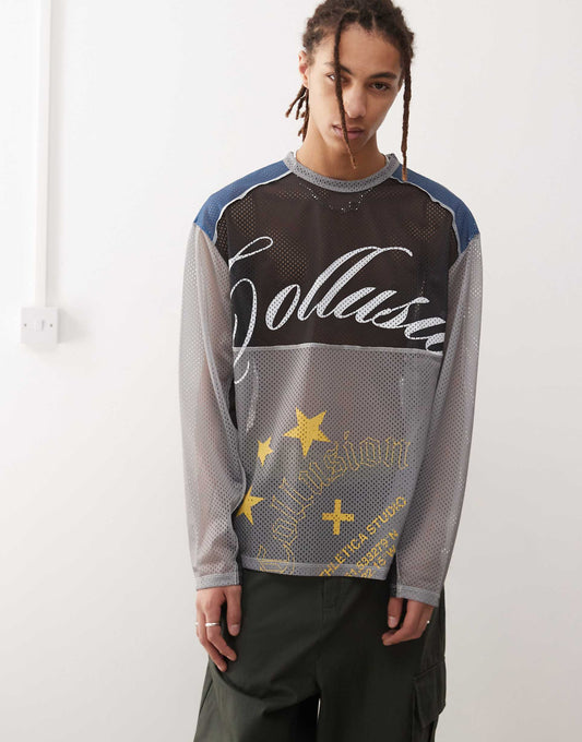 Air Tex Football Panneled And Printed T-Shirt