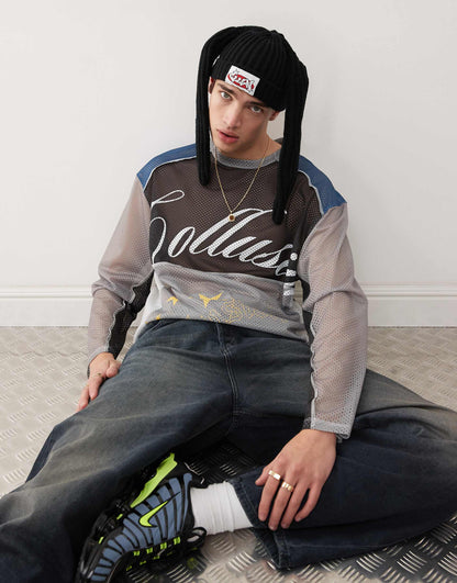 Air Tex Football Panneled And Printed T-Shirt