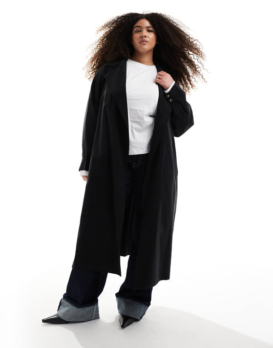 Curve Waterfall Collar Trench Coat