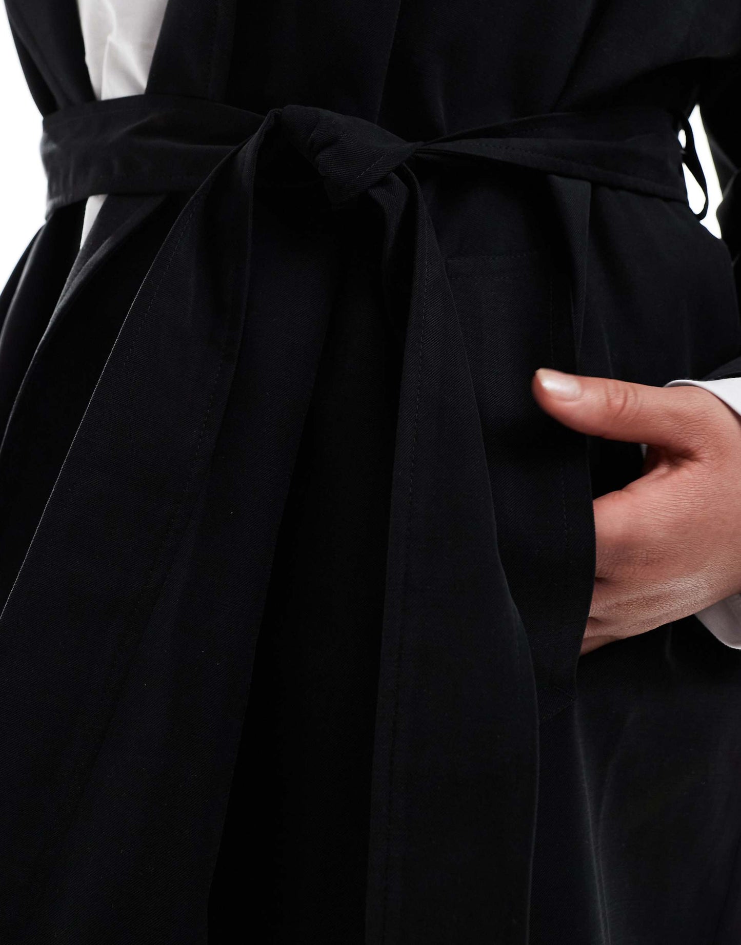 Curve Waterfall Collar Trench Coat