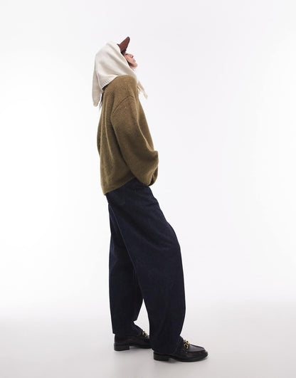 Knitted Boxy Fluffy Crew Oversized Jumper