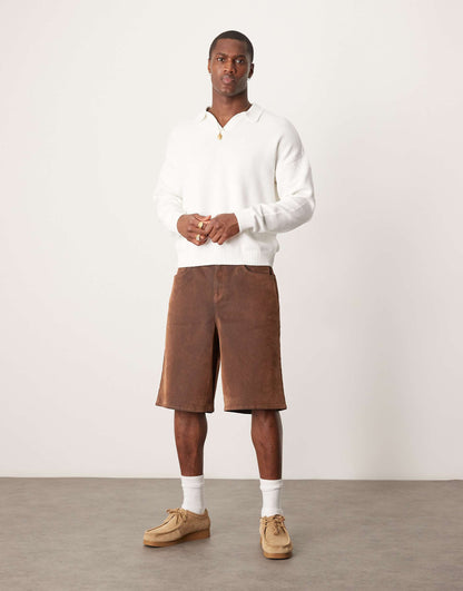 Relaxed Boxy Fit Knitted Notch Neck Jumper