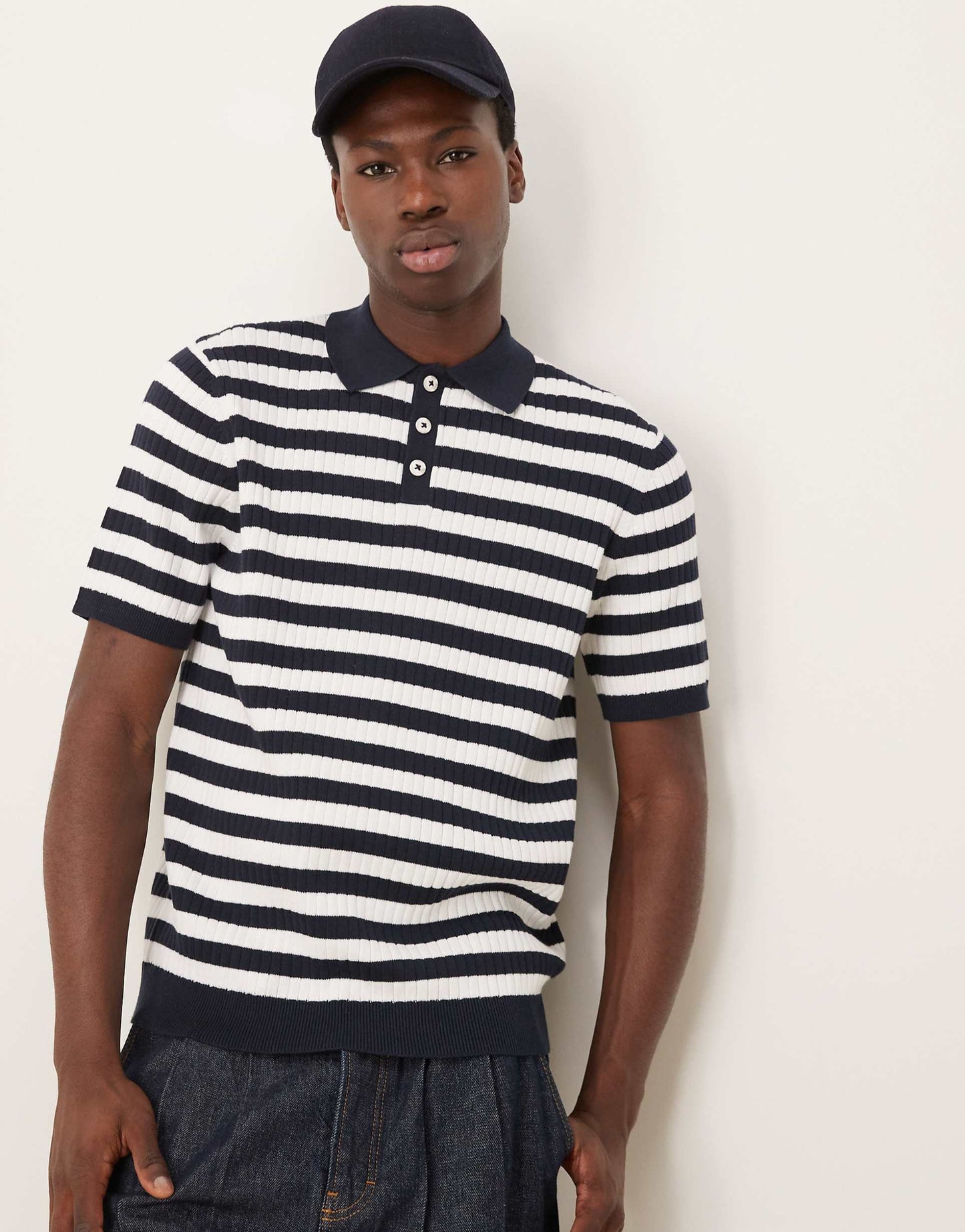 Knitted Polo With Stripe Pattern