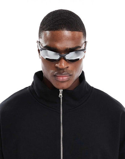 Racer Sunglasses With Mirrored Lens