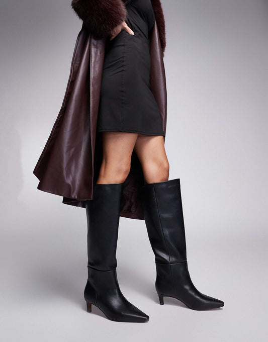 Kitten Heel Knee High Boot