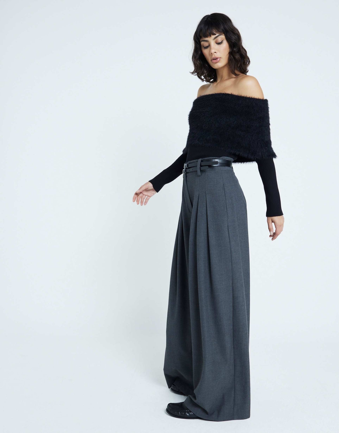 Bardot Jumper With Fluff Detail