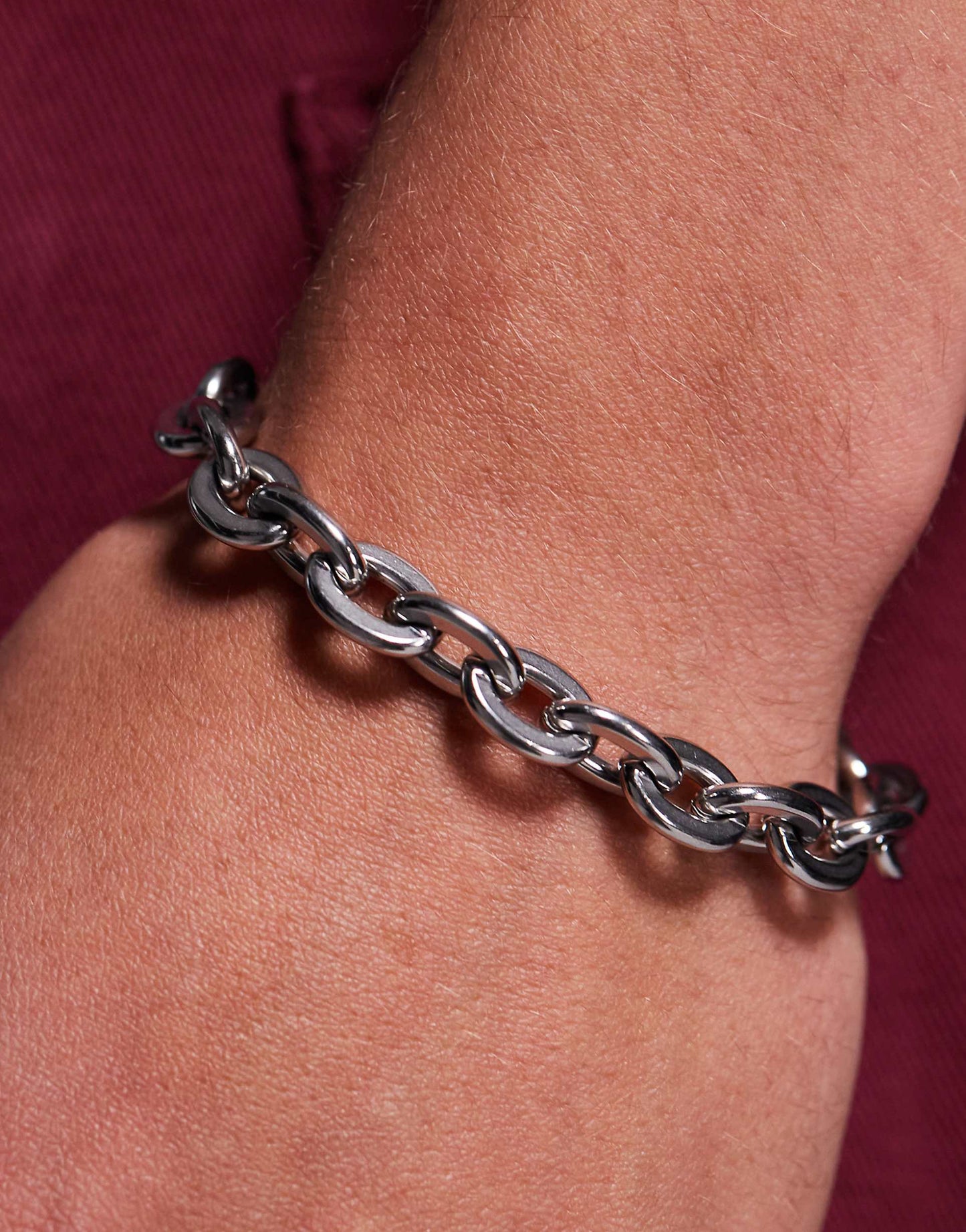 Waterproof Stainless Steel Chunky Chain Bracelet