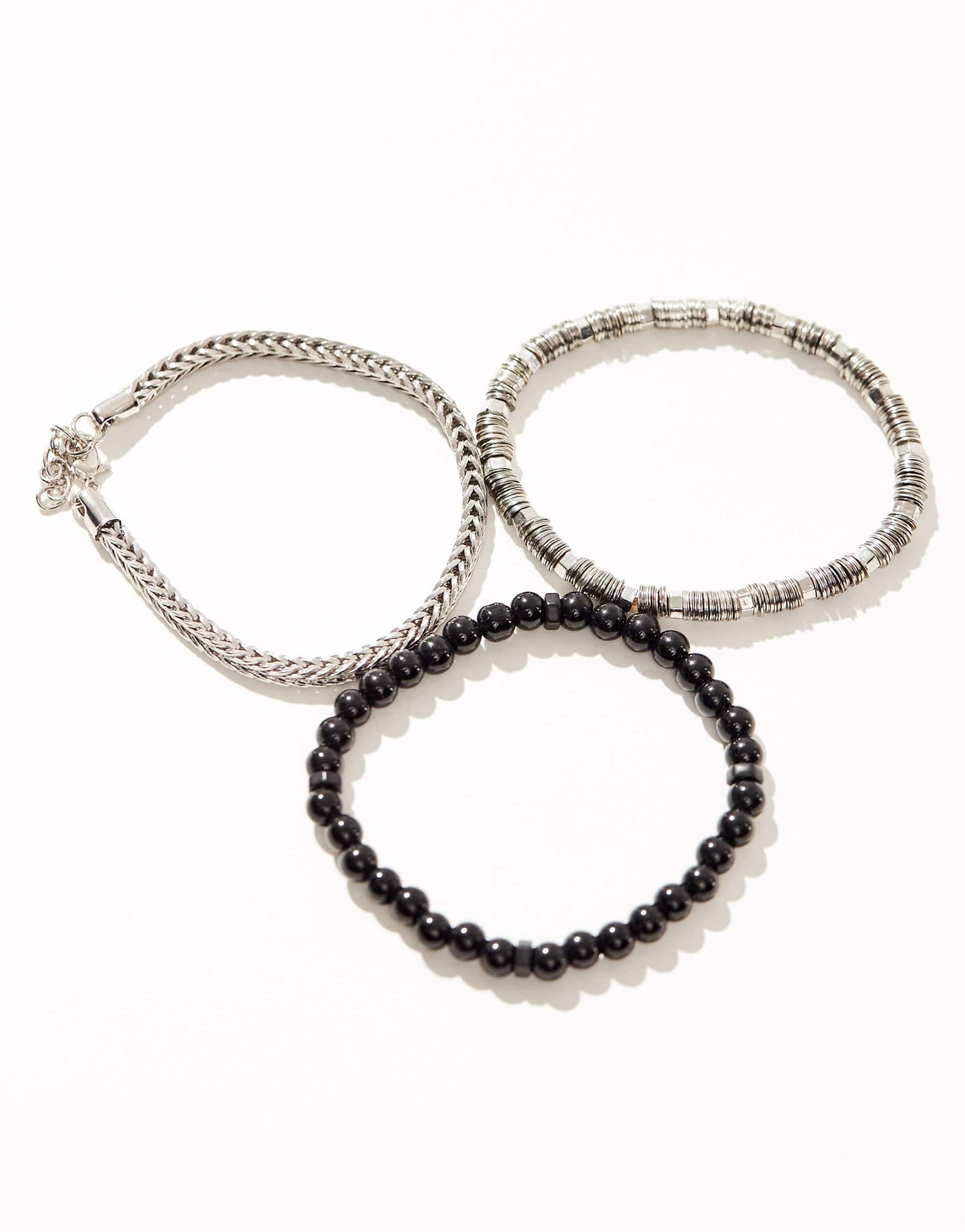 3 Pack Chain And Beaded Bracelets