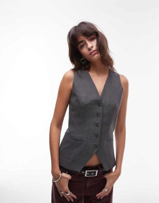 High Neck Button Through Waistcoat