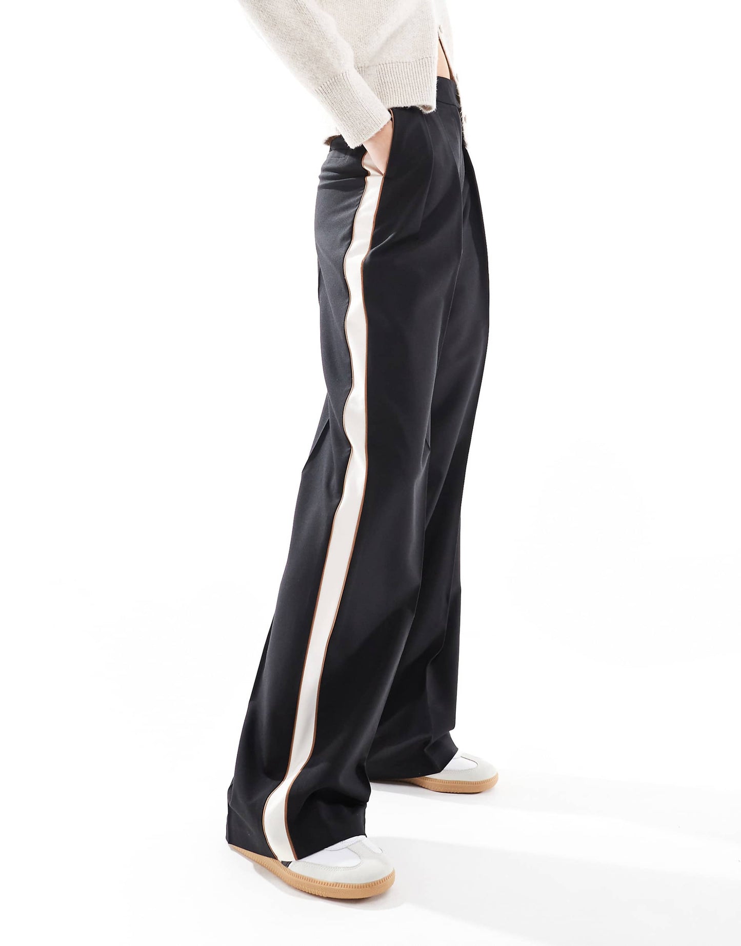 Tall Tailored Relaxed Trousers With Contrast Piping