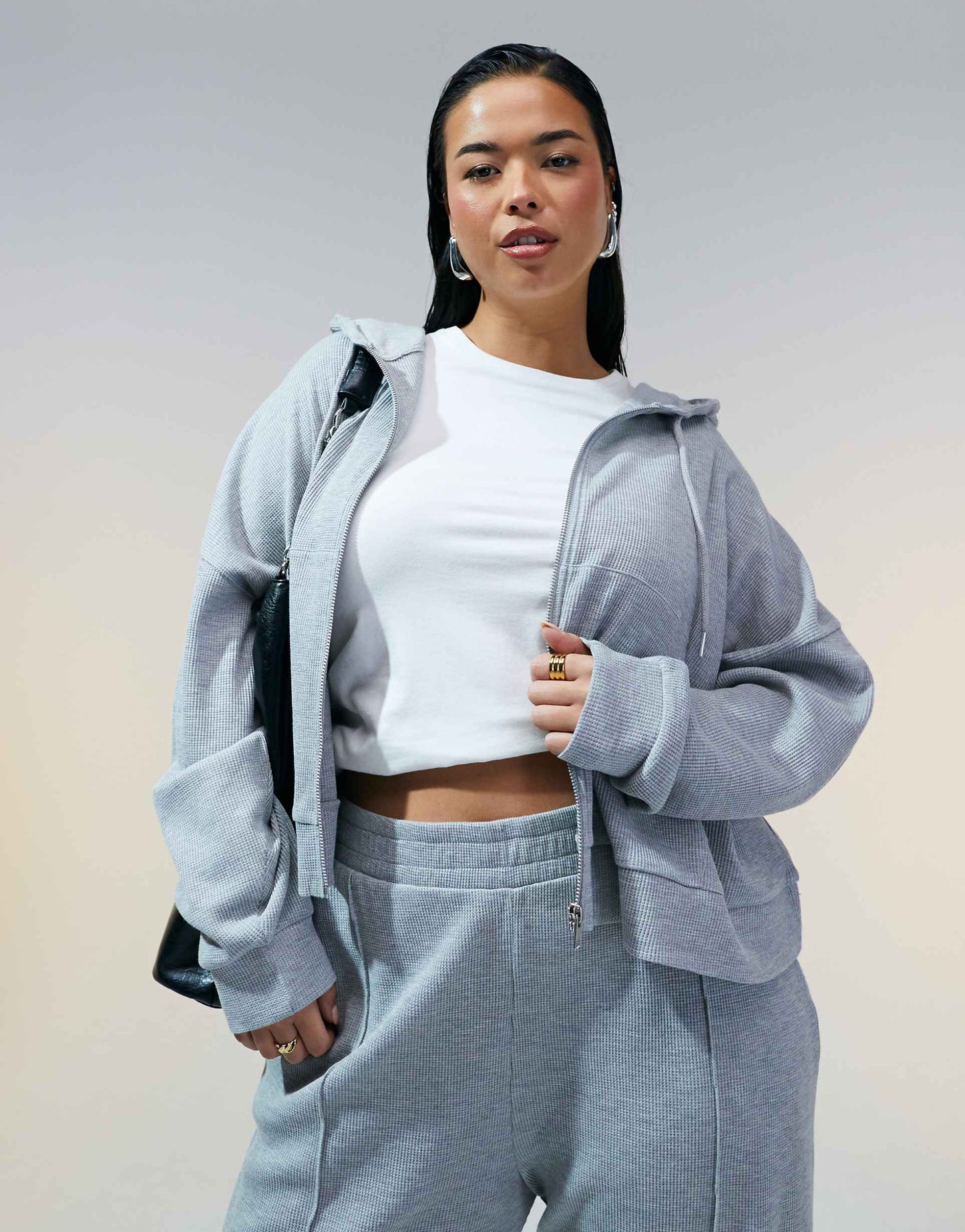 Curve Co-Ord Waffle Hoodie