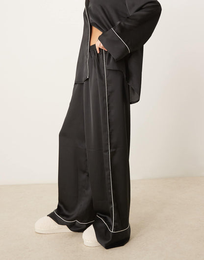 Oversized Satin Shirt & Trouser Pyjama Set