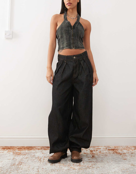 Baggy Pleated Jeans