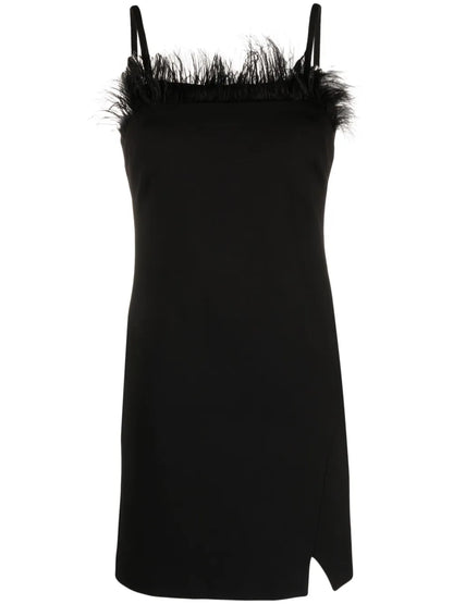Feather-Trim Fitted Minidress