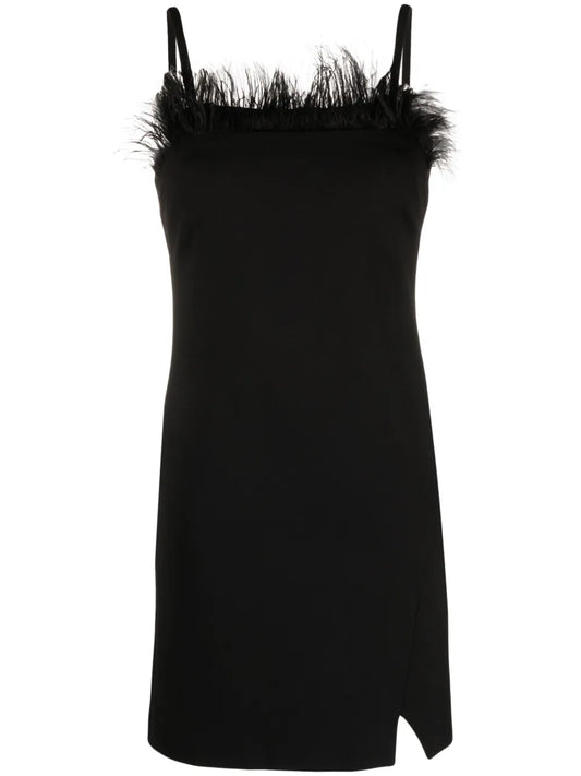 Feather-Trim Fitted Minidress
