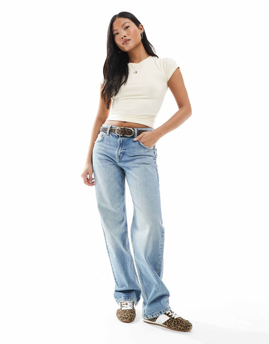 Petite Mid Rise Straight Leg Jeans