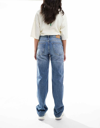 Mid Rise Straight Leg Jeans