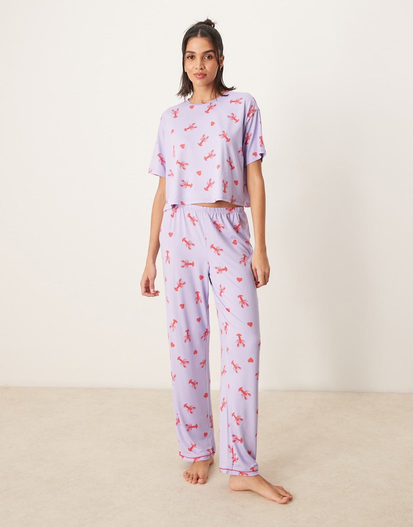 Co-Ord Trousers With Lobster Heart Print