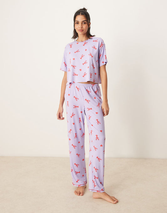 Co-Ord Trousers With Lobster Heart Print