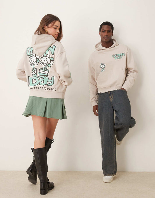 Unisex Boxy Oversized Hoodie With Green Day Prints