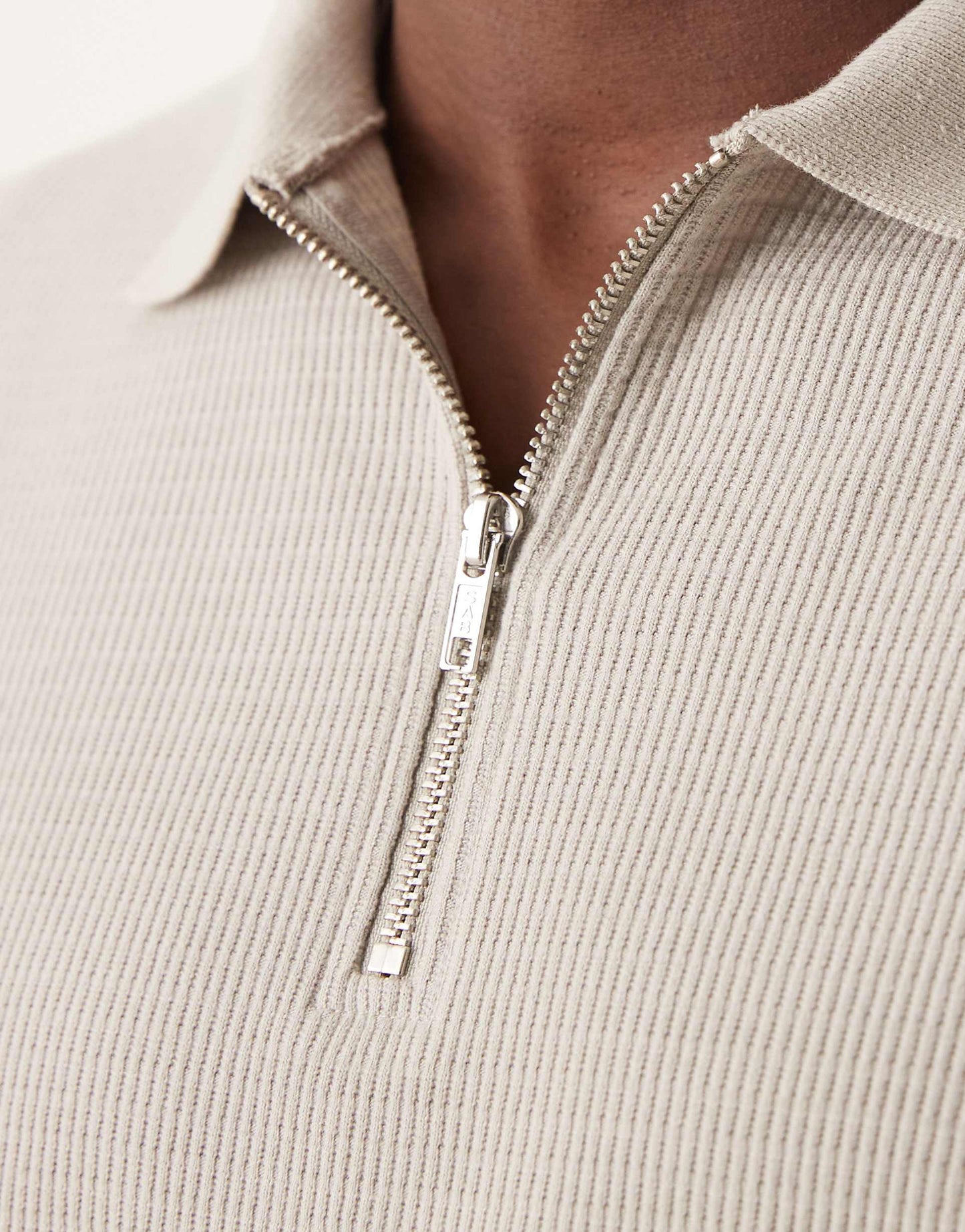 Textured Long Sleeve Polo Shirt