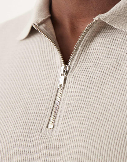 Textured Long Sleeve Polo Shirt