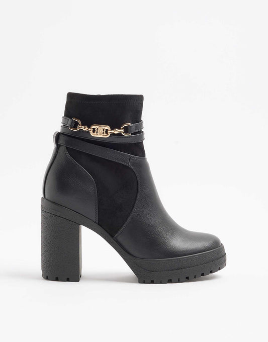 Hardware Strap Heeled Boots