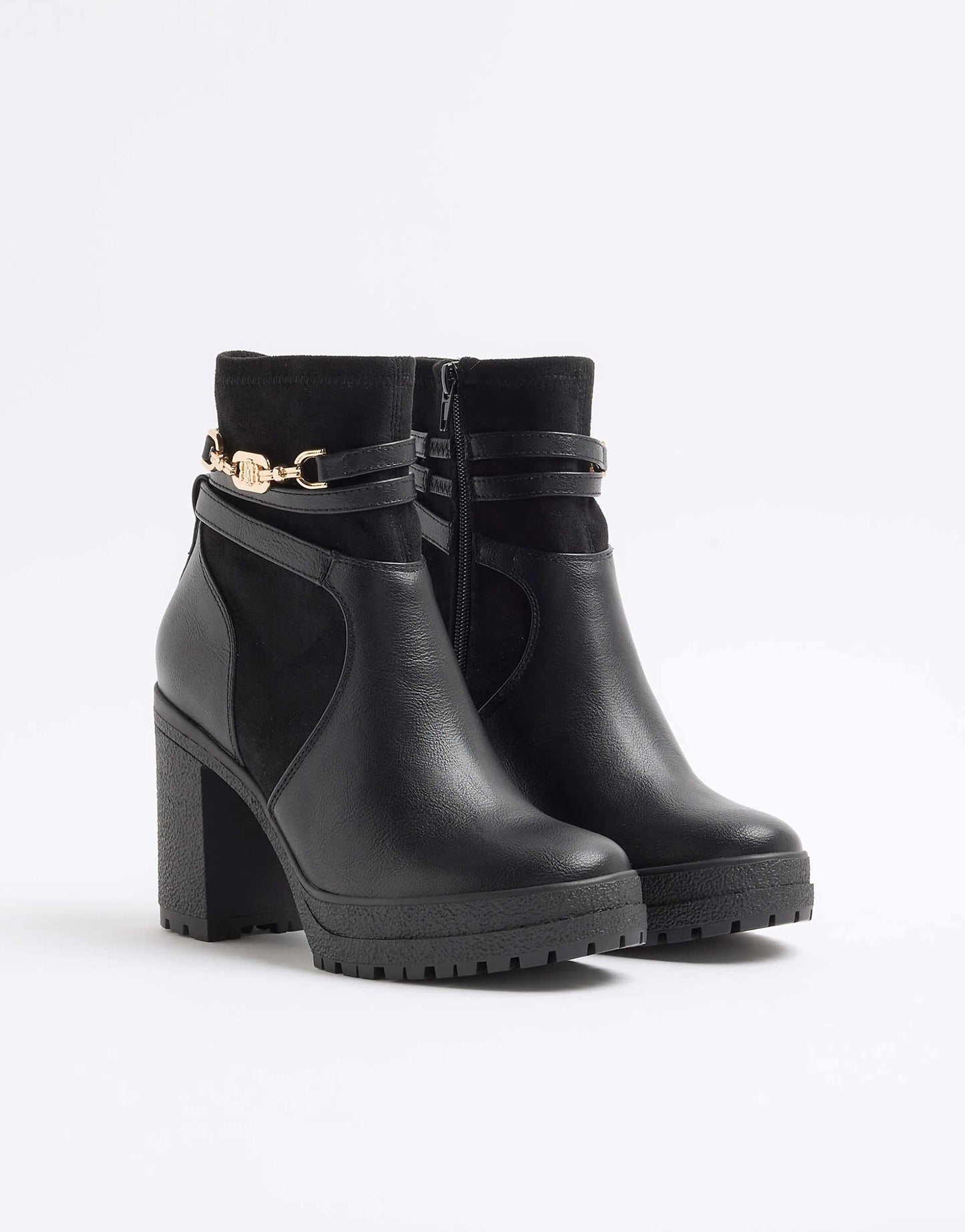 Hardware Strap Heeled Boots