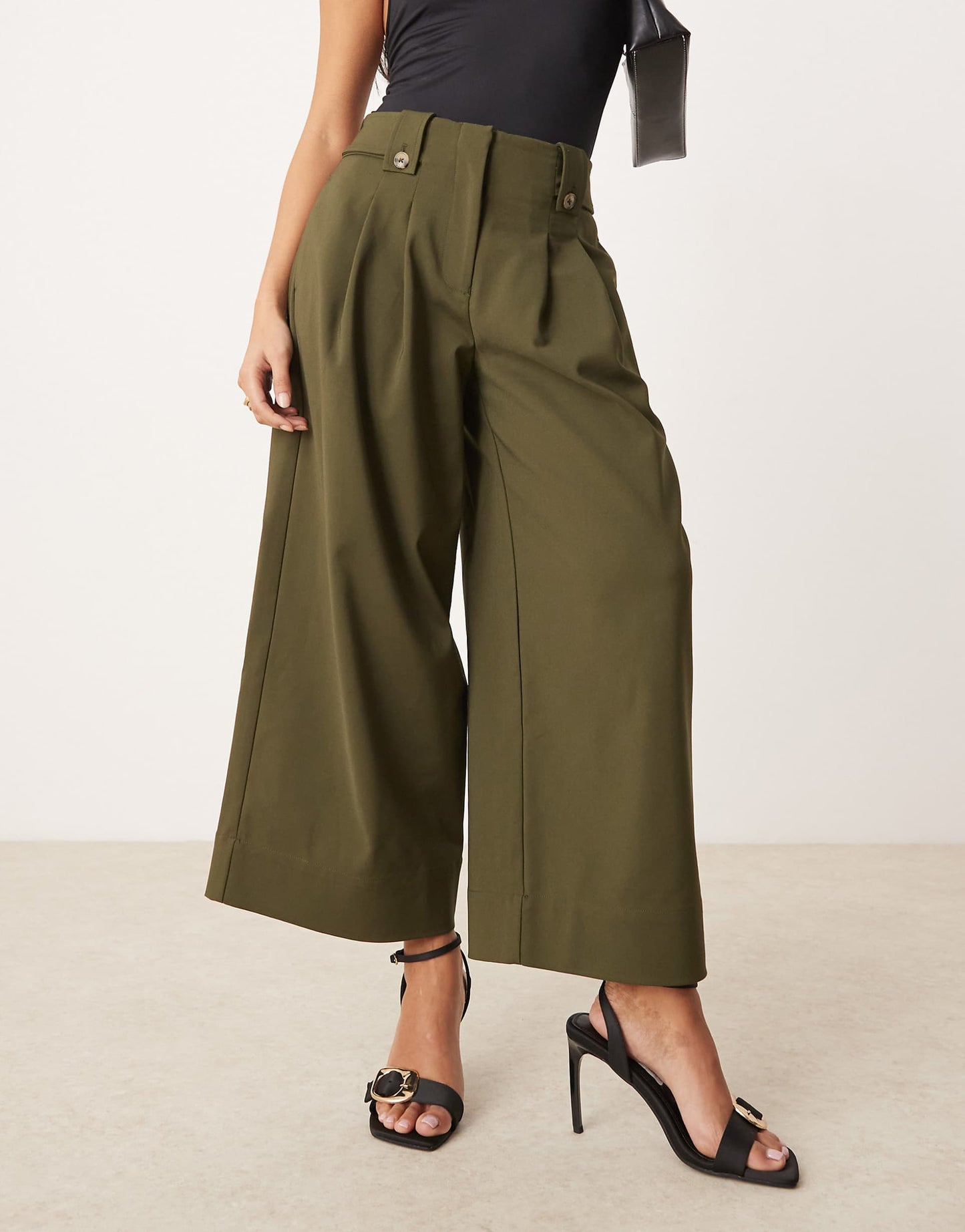 Petite Cropped Adjustable Tab Waist Trousers