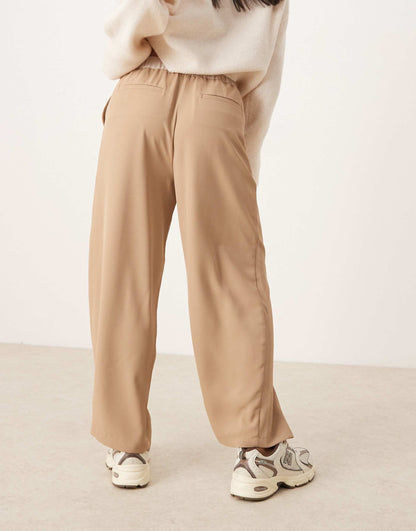 Petite Ankle Grazer Pull On Trousers With Contrast Waist