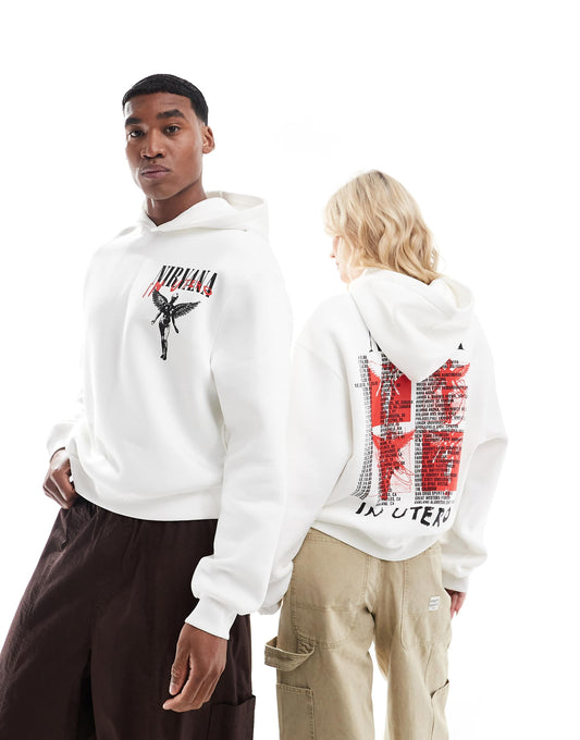 Unisex Boxy Oversized License Hoodie With Nirvana Prints