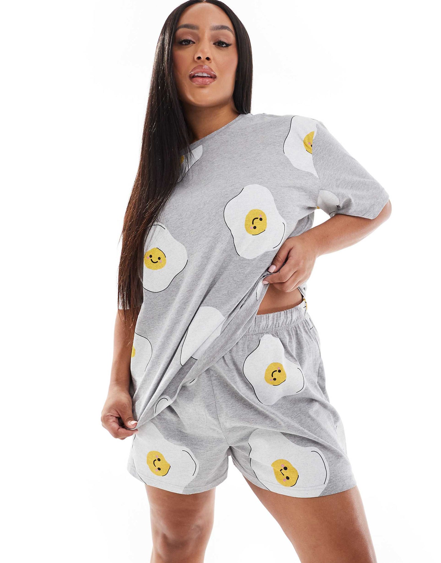 Curve Fried Egg Oversized Tee & Short Pyjama Set