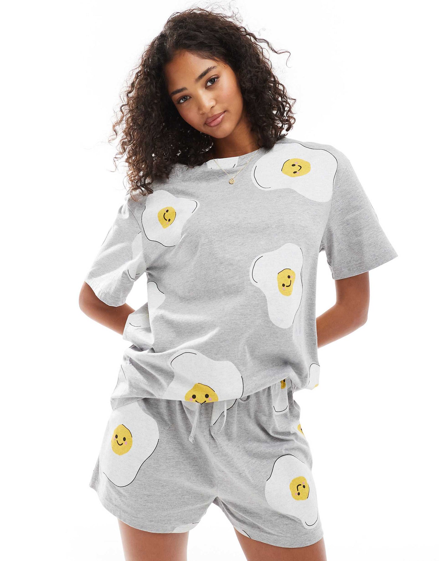 Fried Egg Oversized Tee & Short Pyjama Set