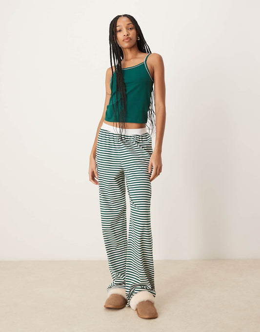 Tall Mix & Match Pyjama Trouser With Exposed Waistband And Picot Trim