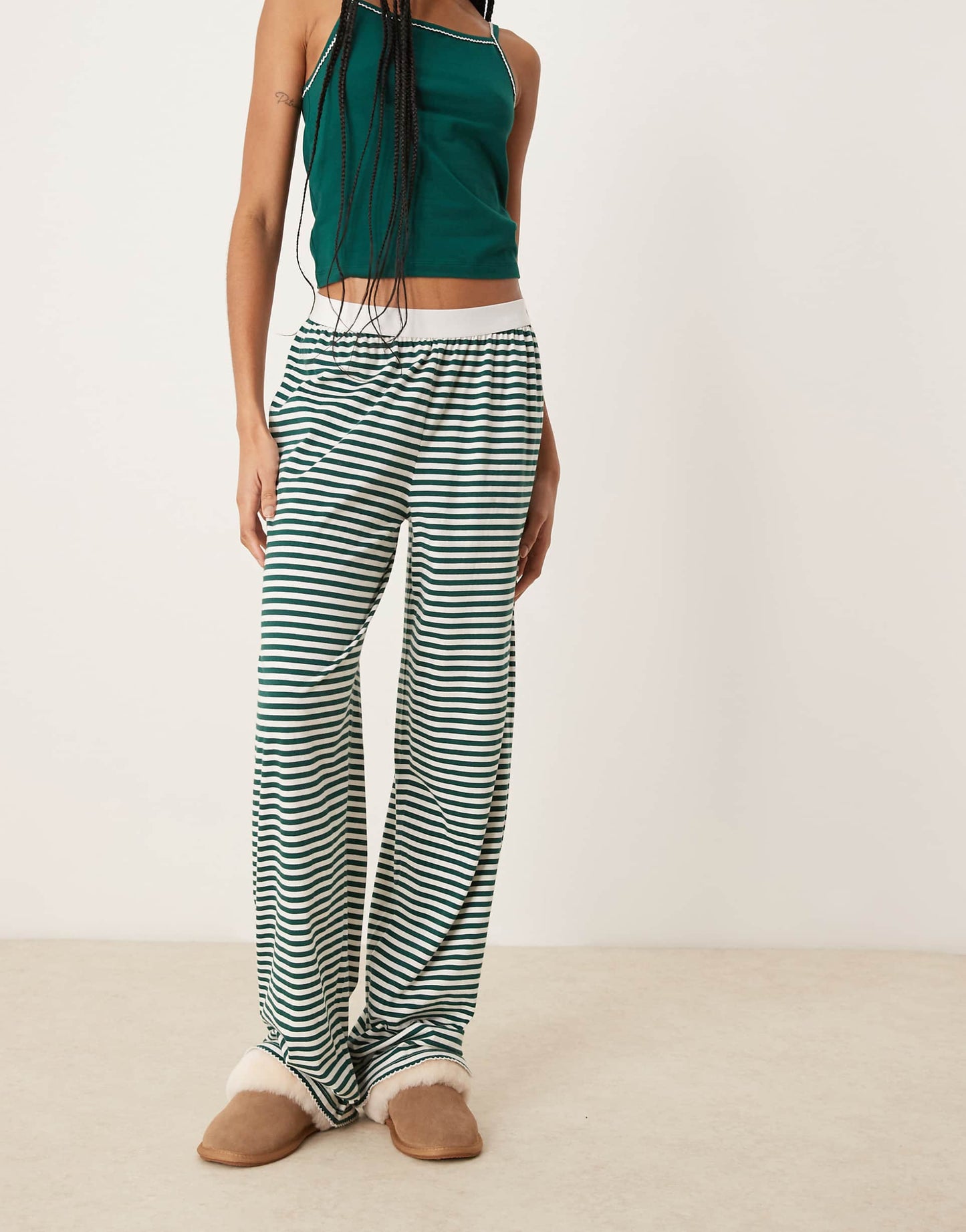 Tall Mix & Match Pyjama Trouser With Exposed Waistband And Picot Trim