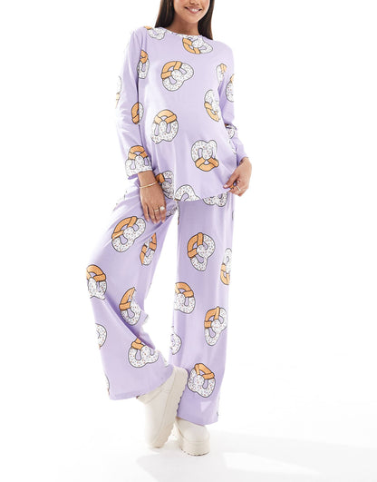 Maternity Pretzel Long Sleeve Top & Trouser Pyjama Set