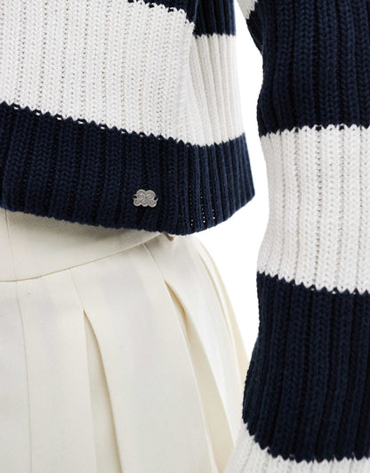 Cropped Ribbed Knit Jumper