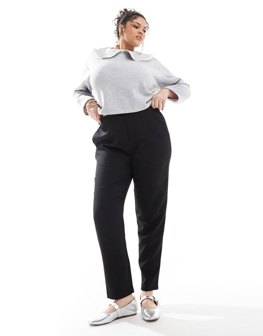 Darted Waist Tapered Trousers