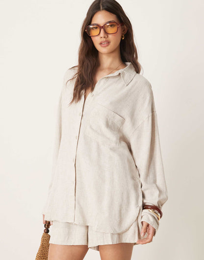 Isabel Mix & Match Linen Blend Oversized Beach Shirt