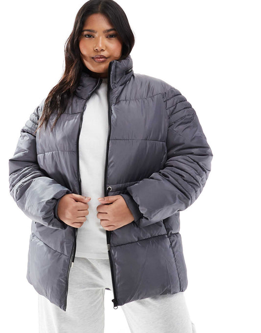 Padded Jacket With Dip Hem