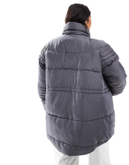 Padded Jacket With Dip Hem