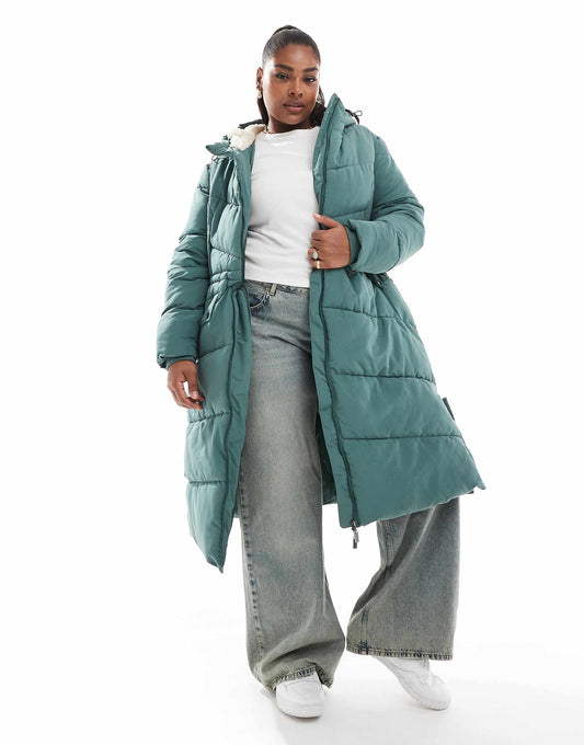 Padded Midi Jacket With Borg Linning