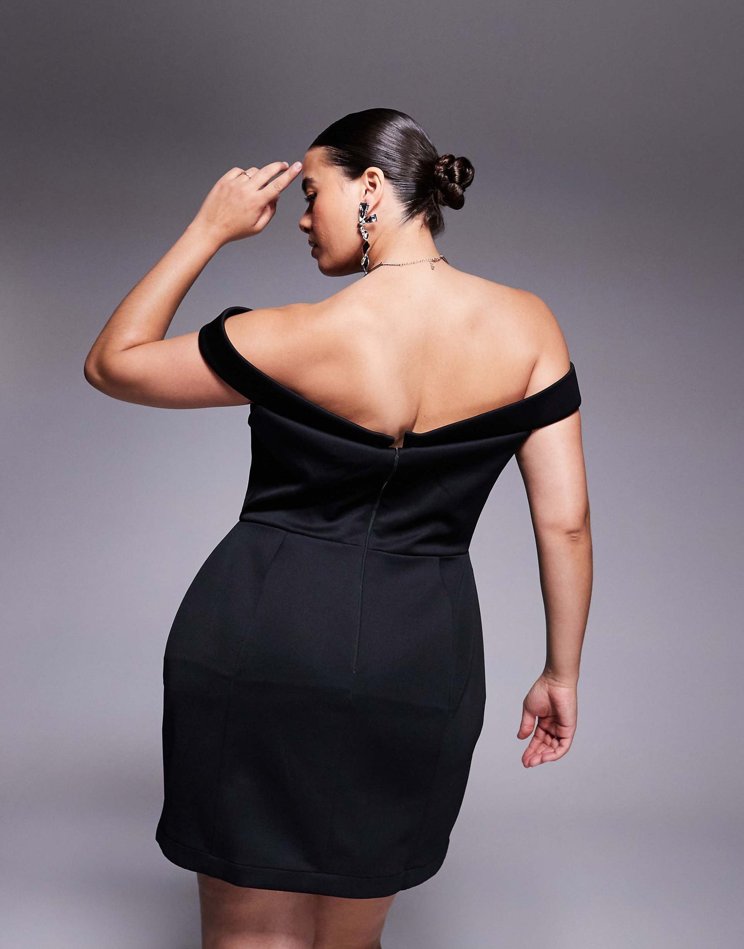 Curve Scuba Turn Down Bardot Mini Dress