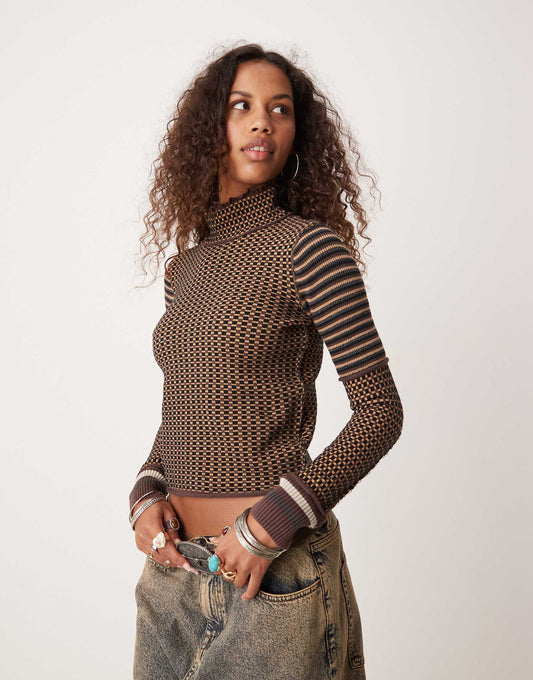 Striped Long Sleeve Rollneck Jumper