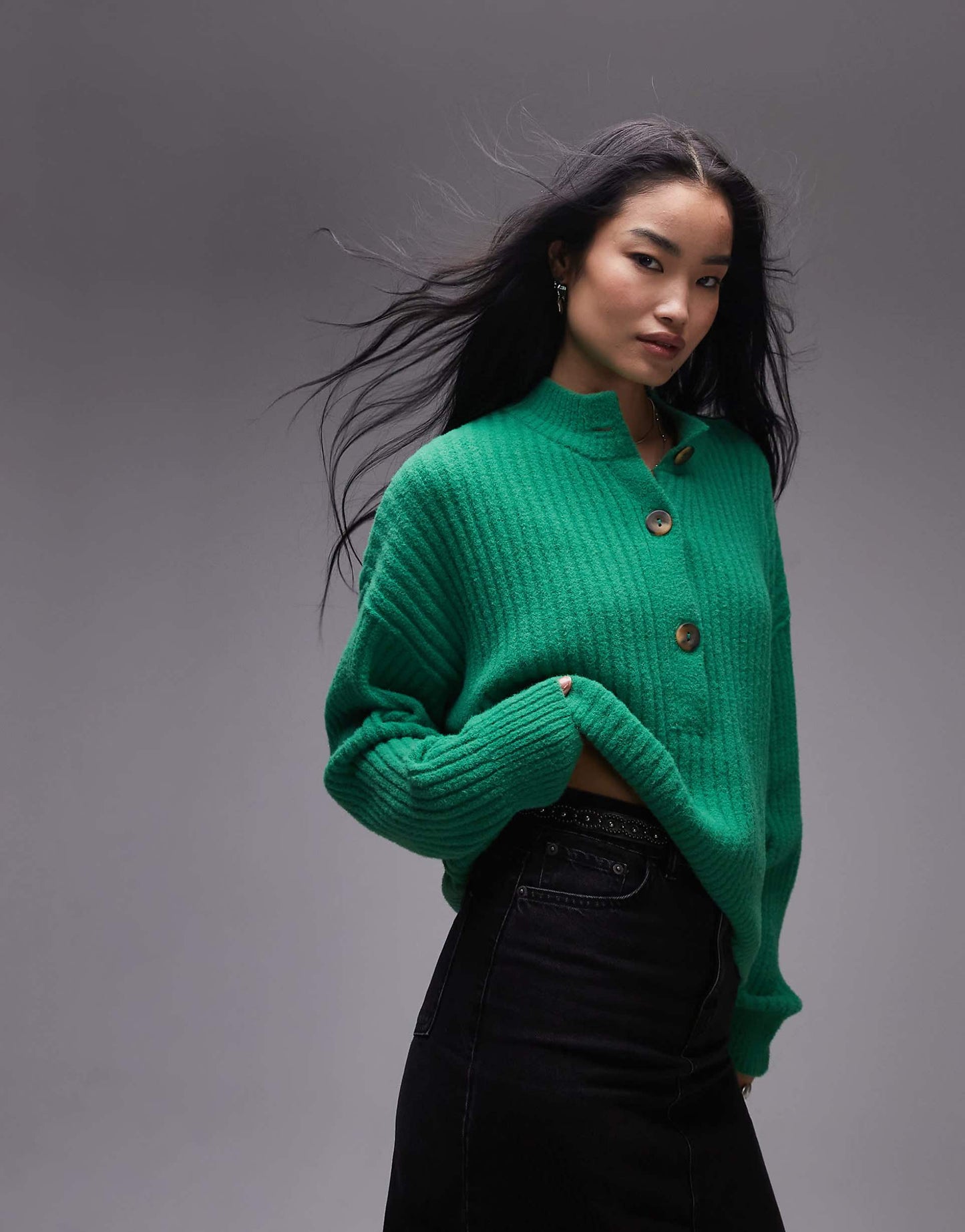 Half-Button Chunky Jumper