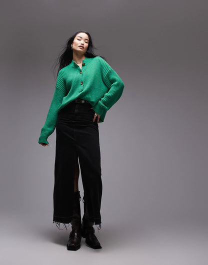 Half-Button Chunky Jumper